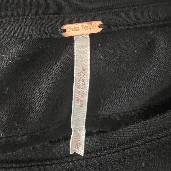 Free People Cut Out Mesh Black Top Womens XS Boho Whimsigoth Witchy Emo Chic - Picture 2 of 14